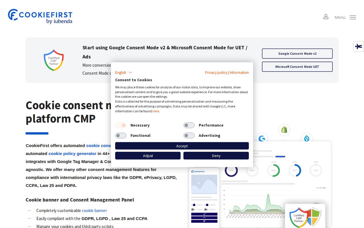 CookieFirst screenshot