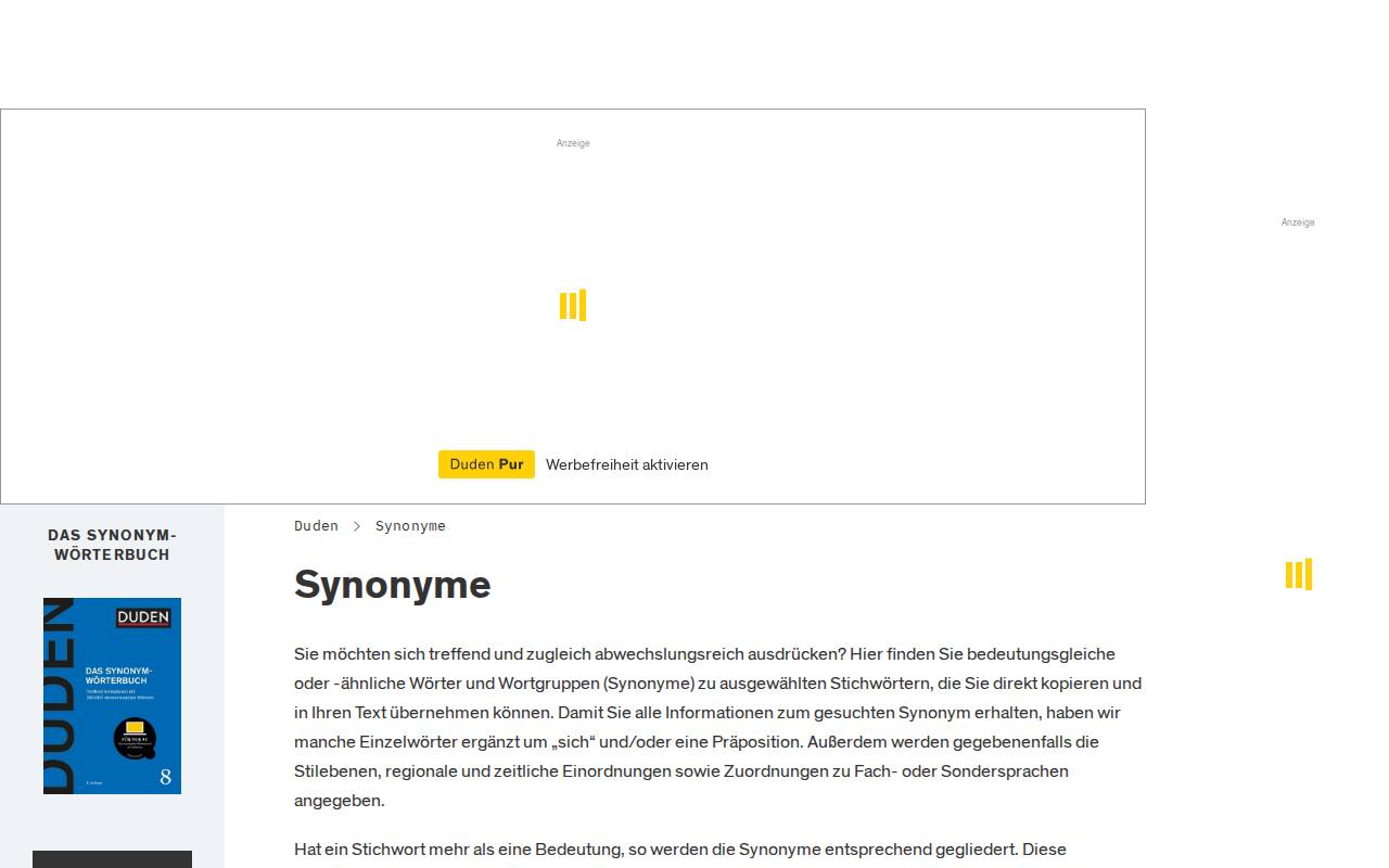 Duden Synonyme screenshot