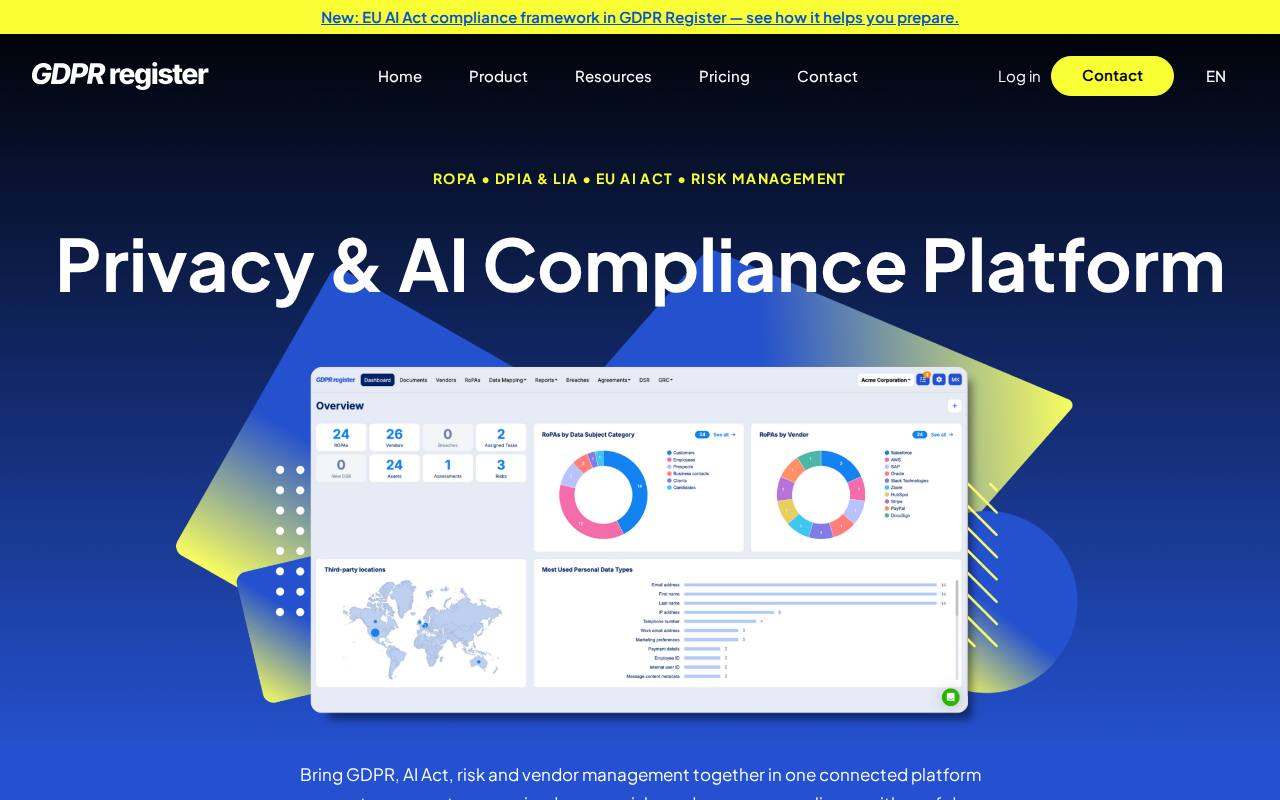 GDPR Register screenshot