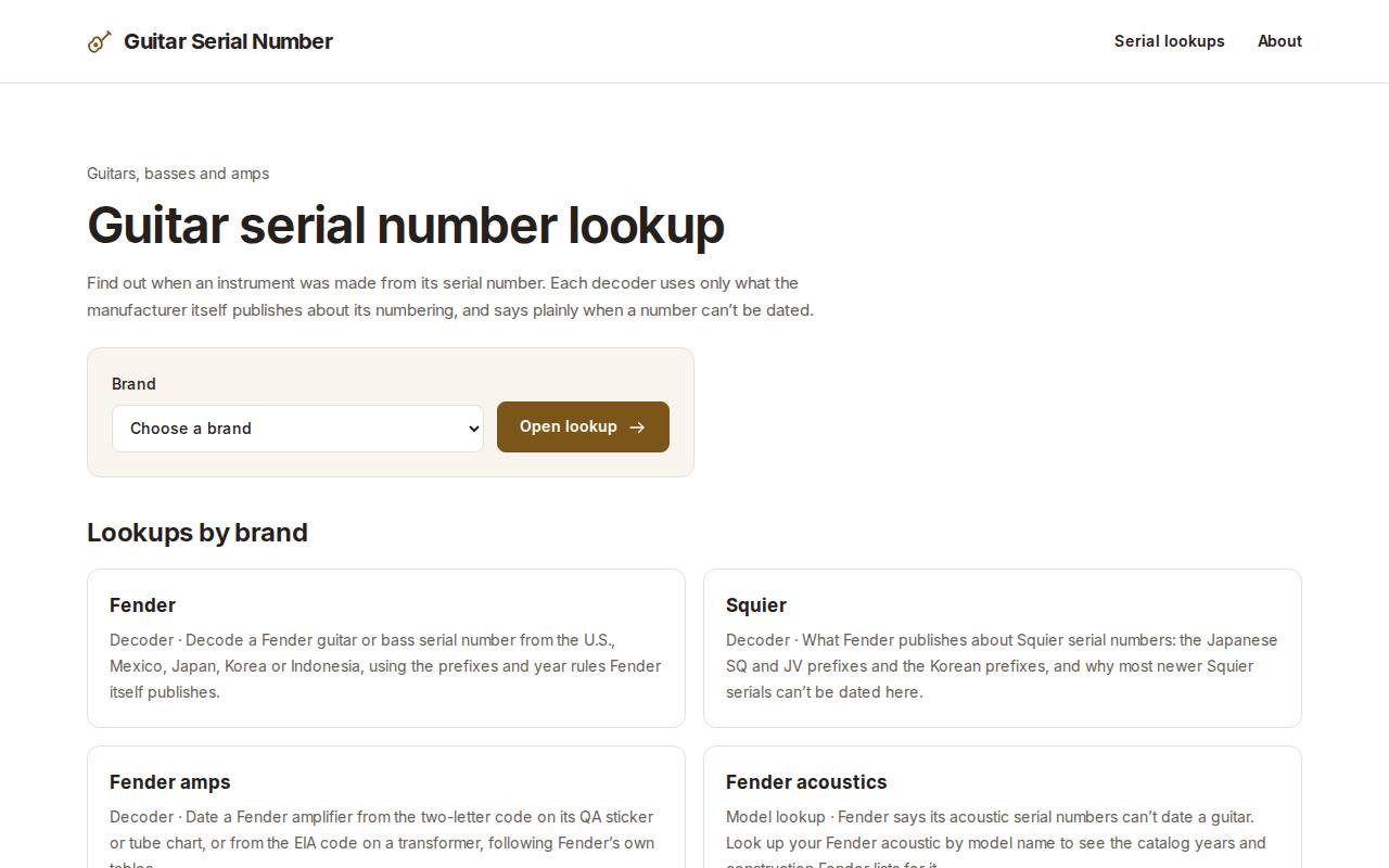 Guitar Serial Number screenshot