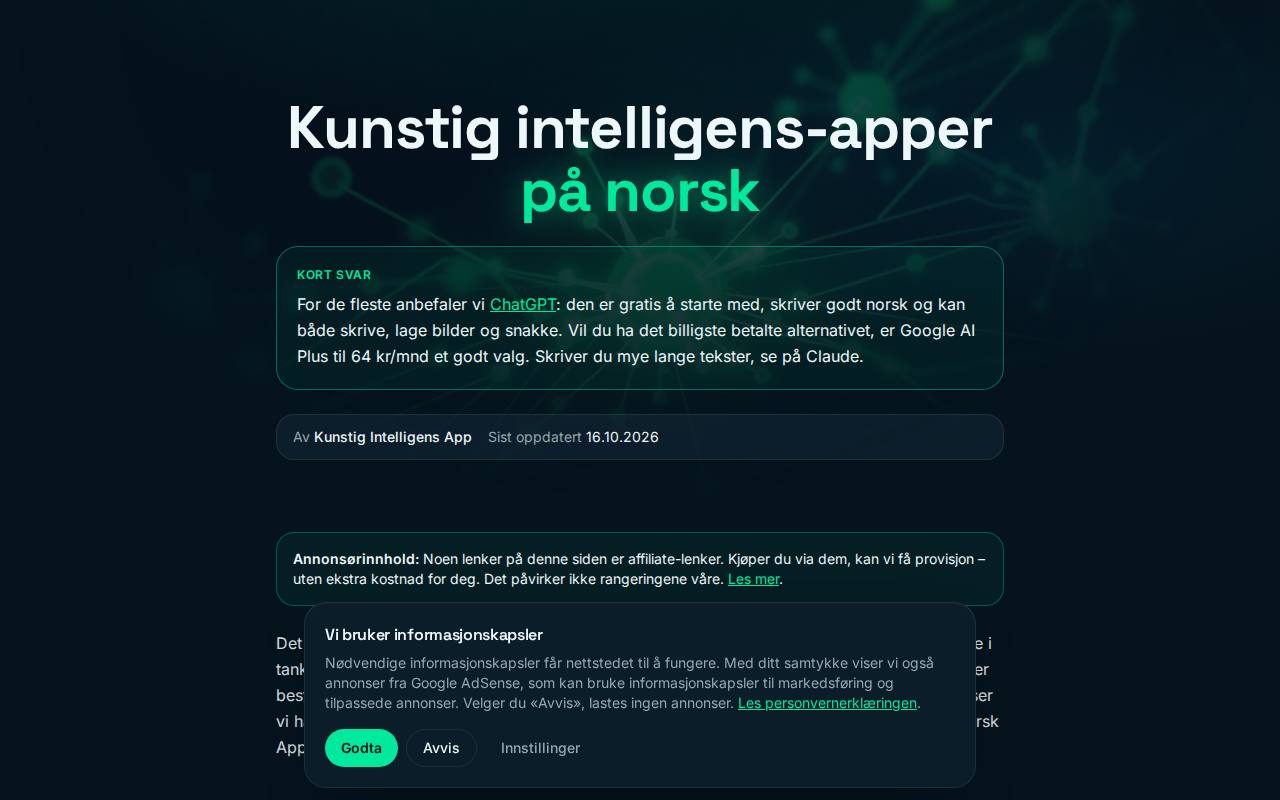 Kunstig Intelligens App screenshot