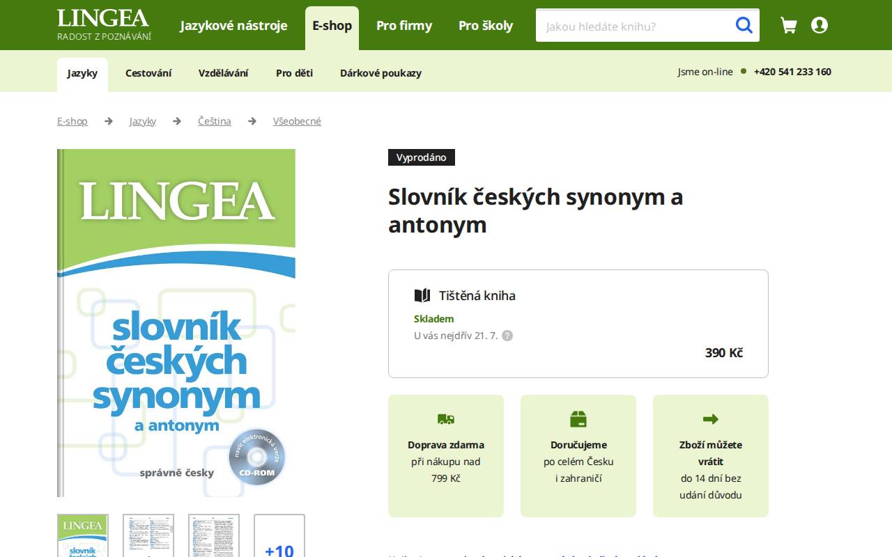 Lingea Synonym Dictionary (Czech) screenshot