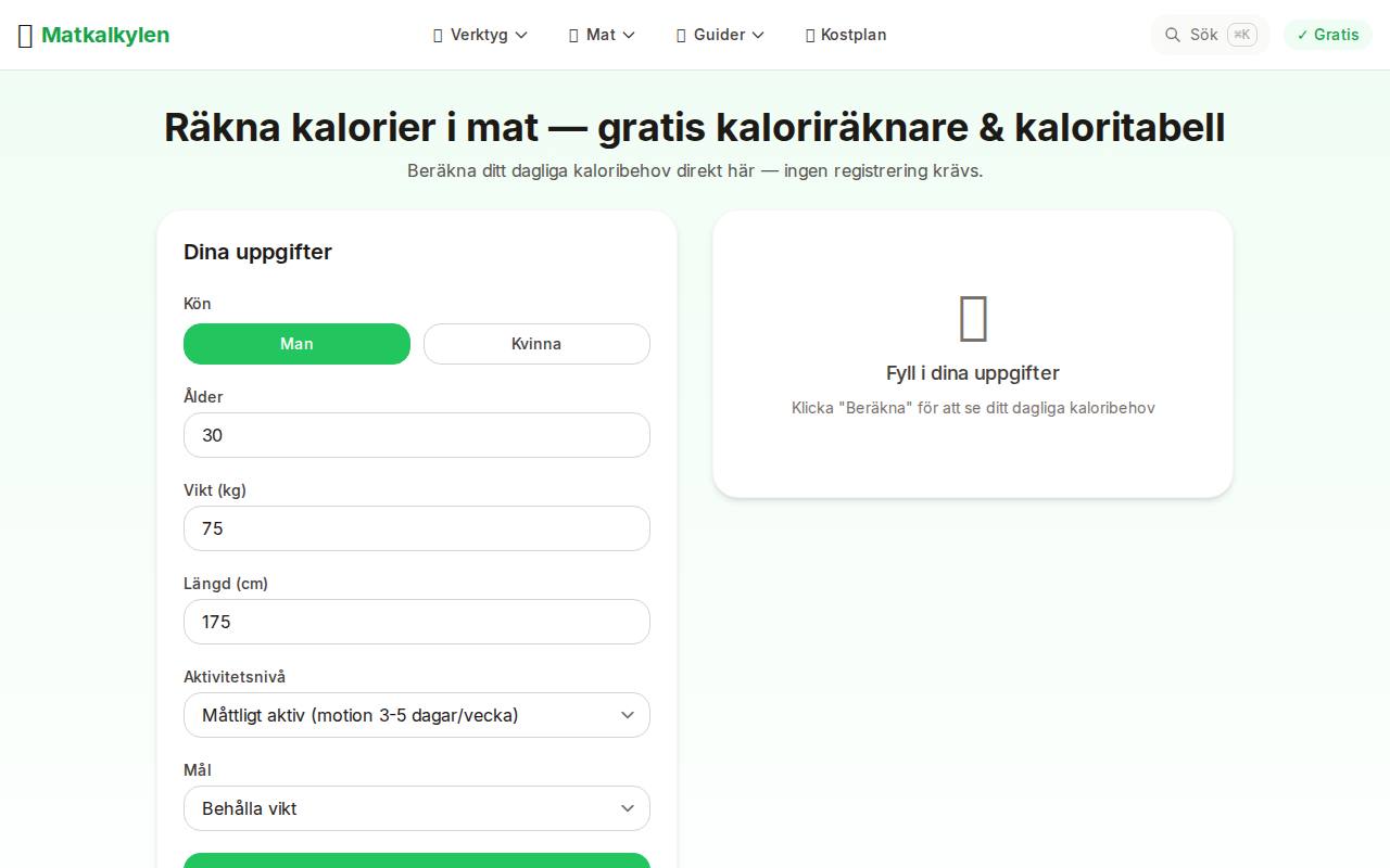 Matkalkylen screenshot
