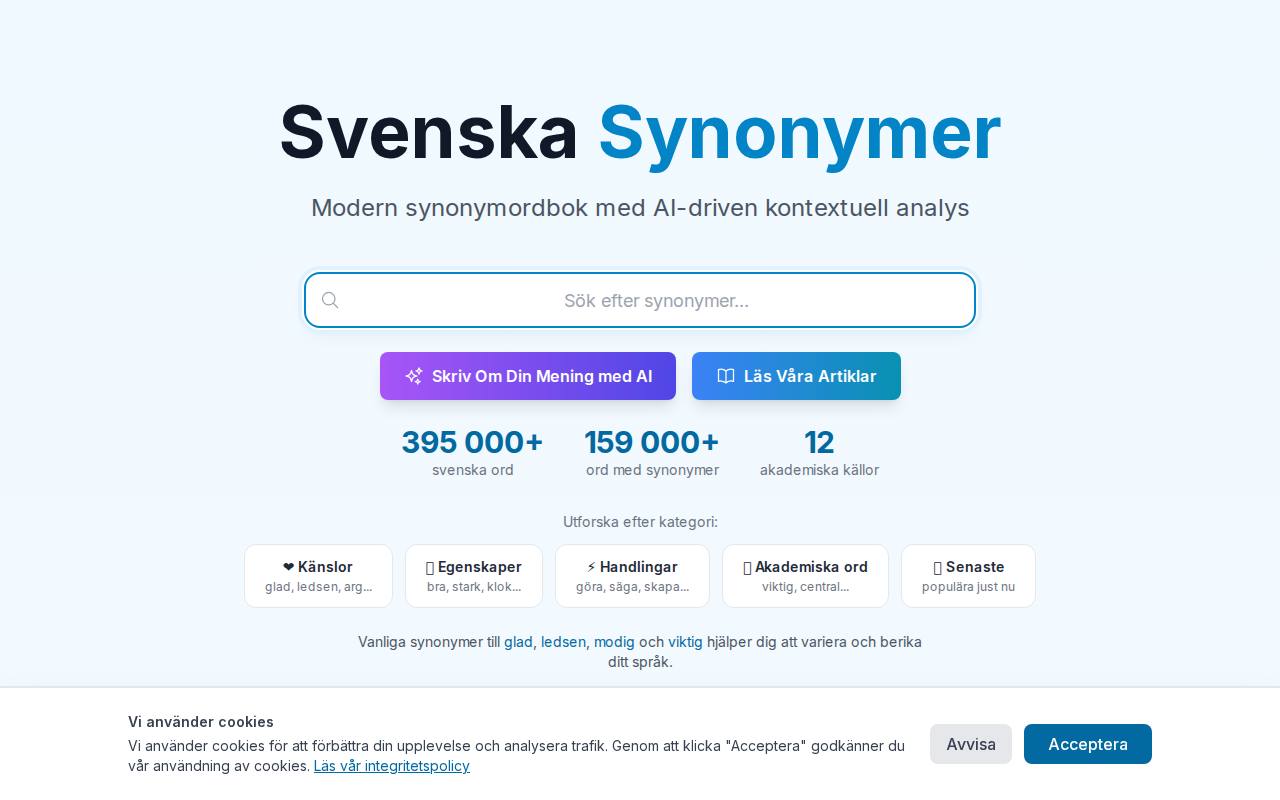 Ordsynonymer screenshot