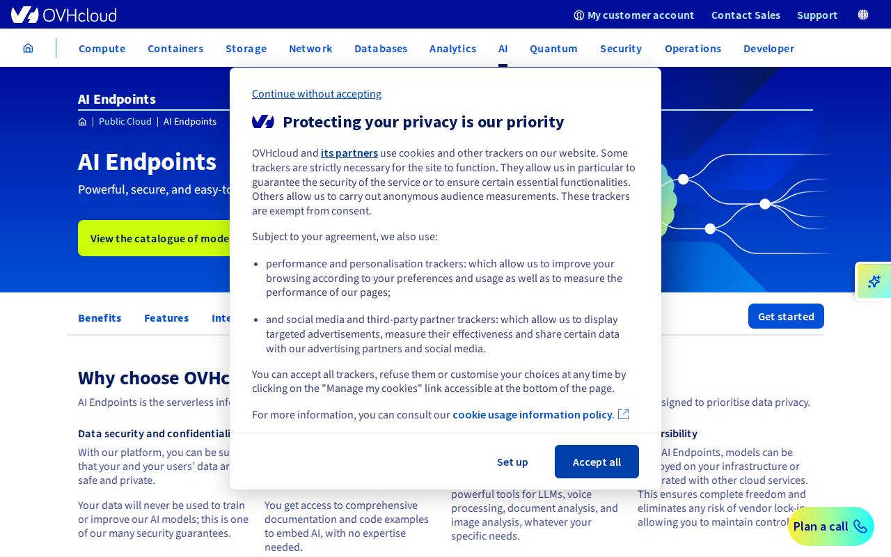 OVHcloud AI Endpoints screenshot