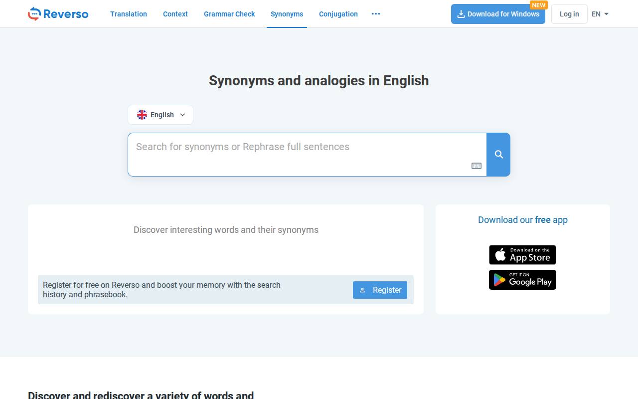 Reverso Synonyms screenshot