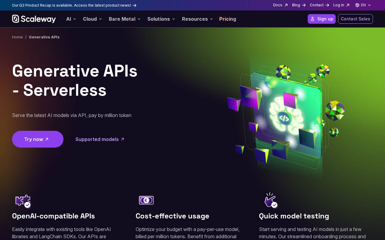 Scaleway Generative APIs screenshot