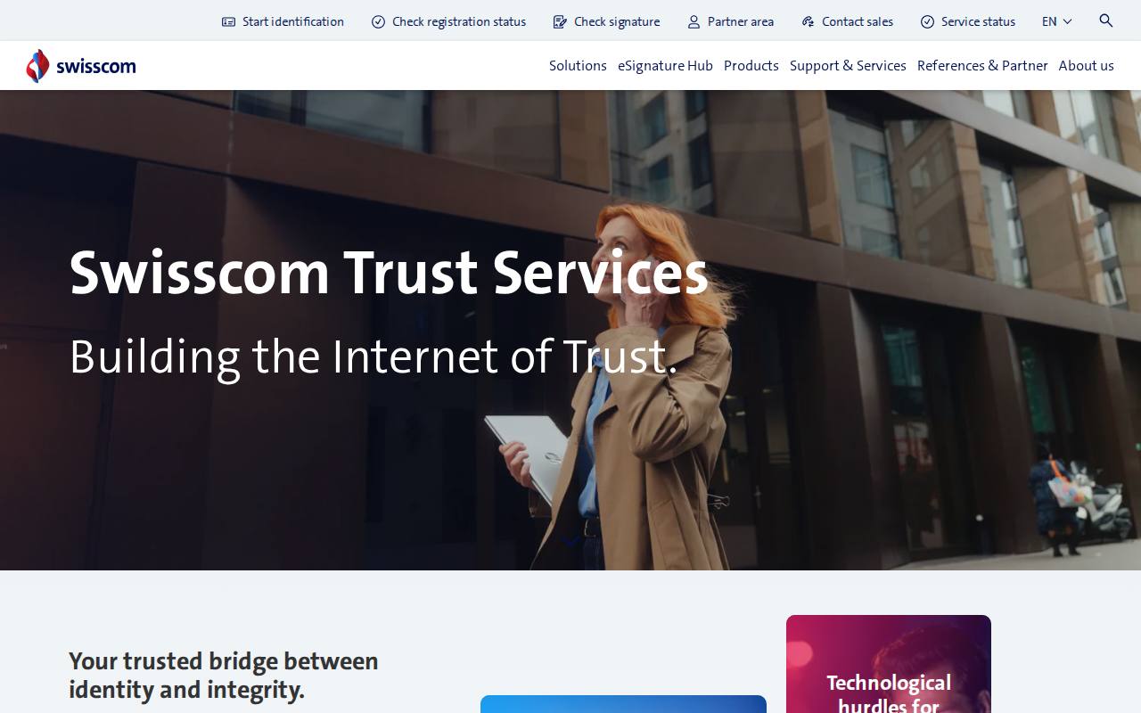 Swisscom Trust Services screenshot