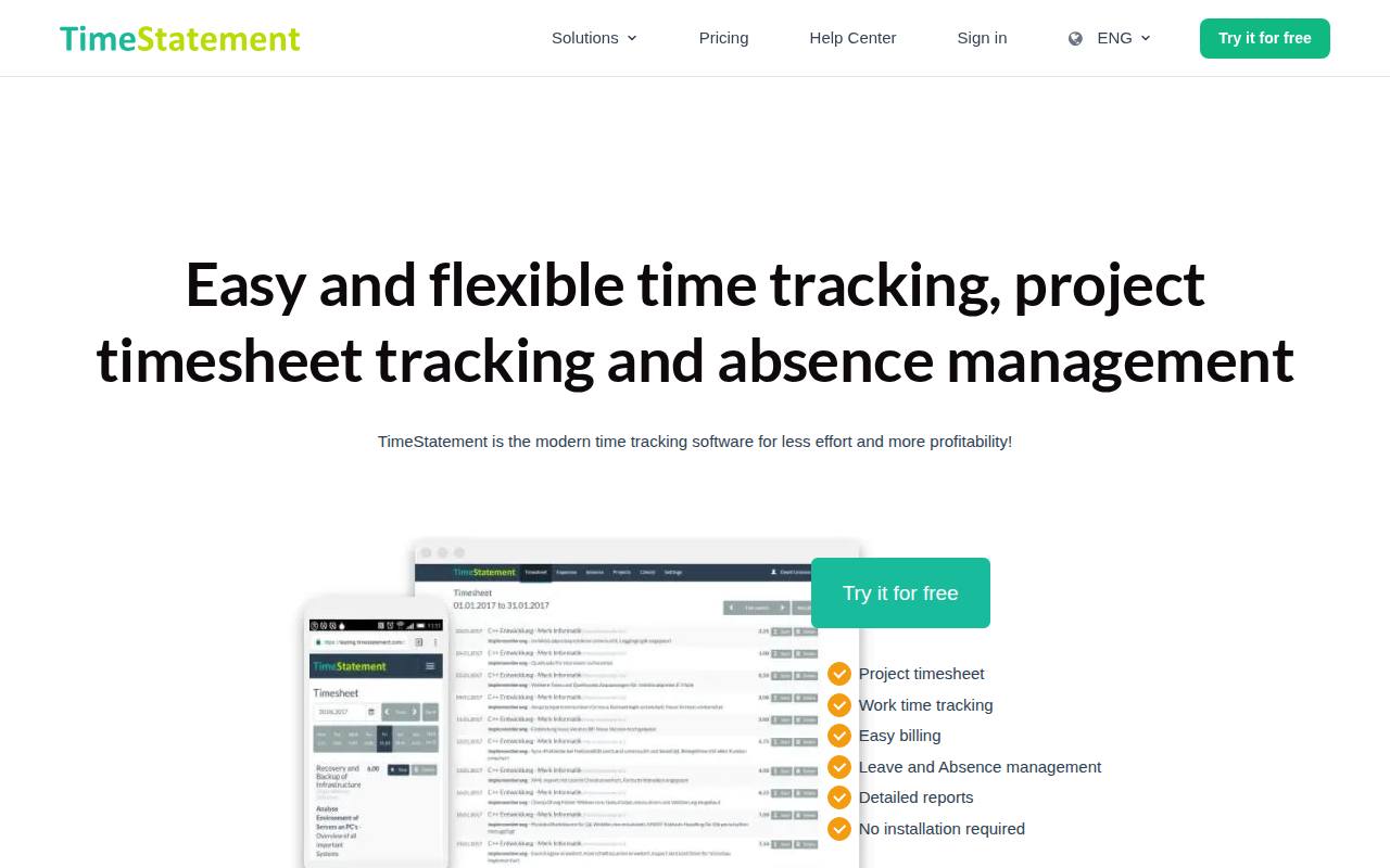 TimeStatement screenshot