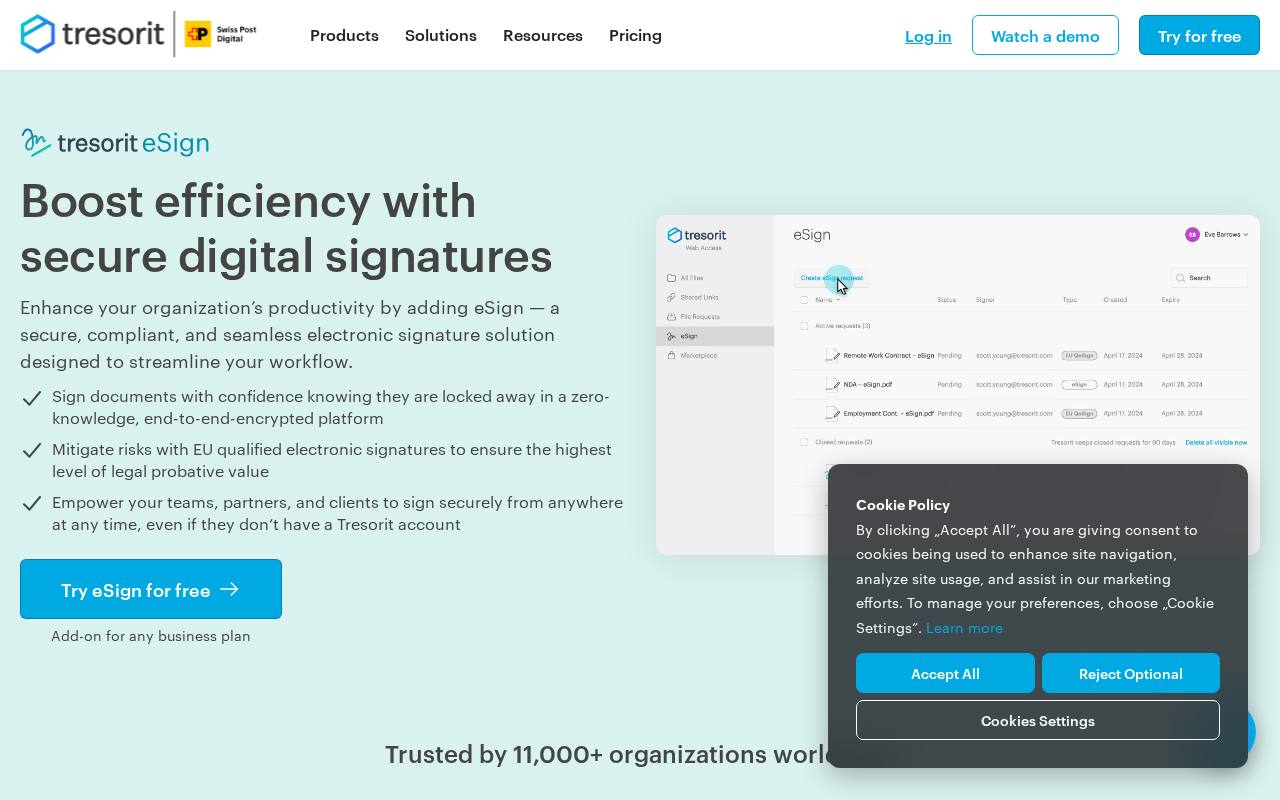 Tresorit eSign screenshot