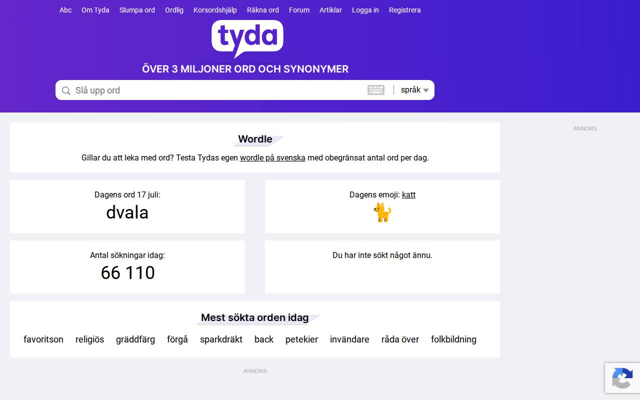 Tyda.se screenshot